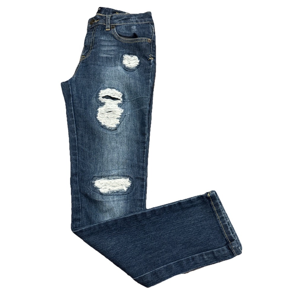 Lucky‎ Brand Zoe Skinny Dark Wash Stretch Distressed Denim Jeans Girls Sz 14